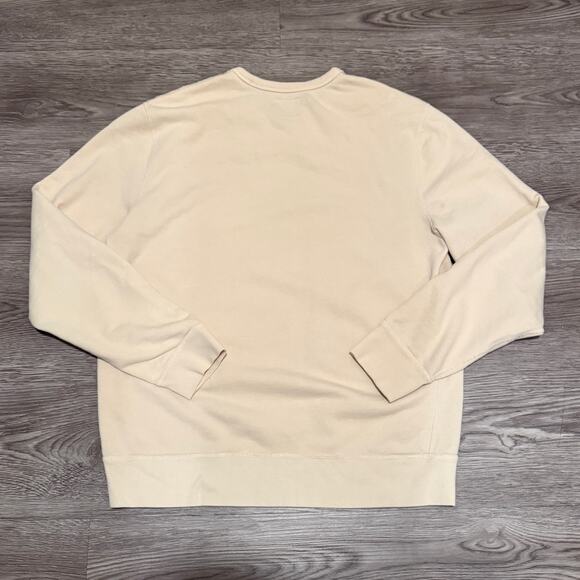 J Crew Garment Dyed Cream Beige Crew Neck Sweatshirt Men Large Cotton Preppy - Picture 3 of 8